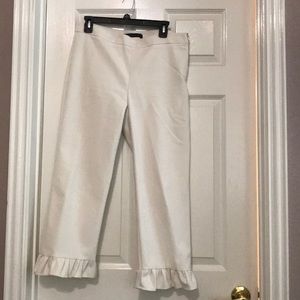 Zara cream, ruffle hem pants